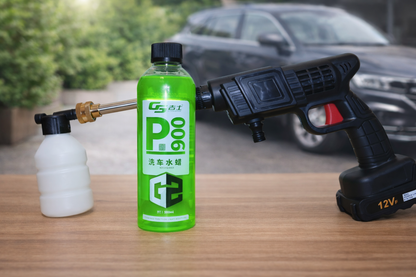 Hidrolimpiadora Portátil a Batería 12V para Coche Inalámbrica + Champú Foam 500 ml Lavado Espuma Activa